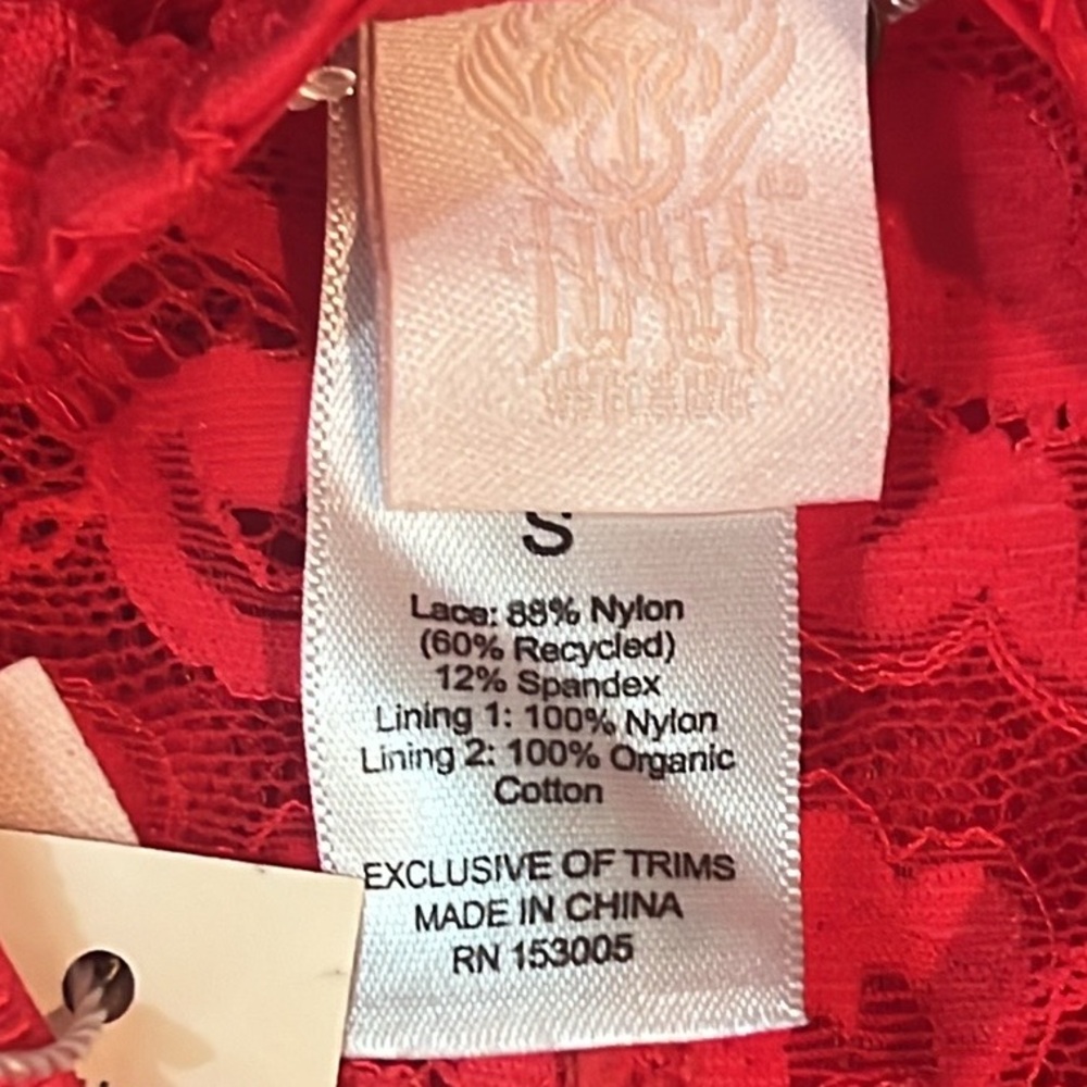 NWT $78 Free People X HAH Comin in Haht Lace Bodysuit Size Small Siren Red Top - Picture 11 of 11